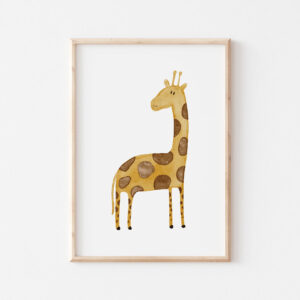 Affiche illustration enfant safari giraffe a4
