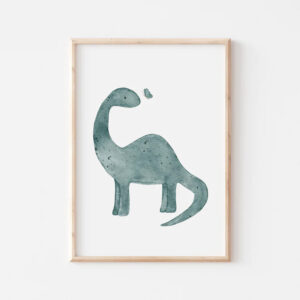 Affiche illustration enfant dino bleu a4