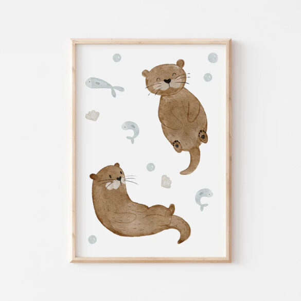 Affiche illustration enfant loutre a4