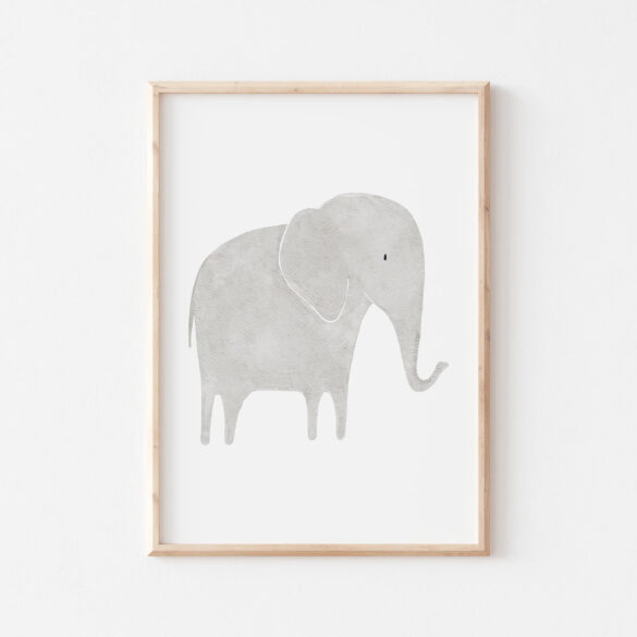 Affiche illustration enfant safari elephant a4