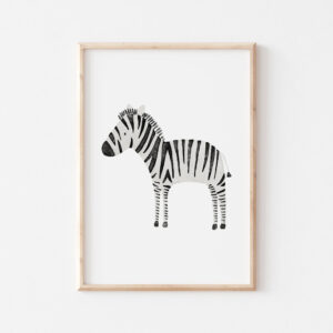 Affiche illustration enfant safari zèbre zebra a4